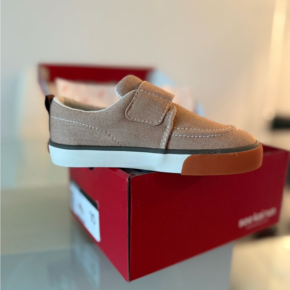 See Kai Run Tan and White Sneakers Velcro Closure